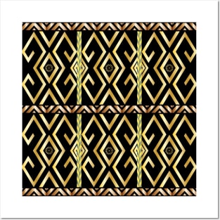 Elegant Black And Gold Moroccan Pattern Posters and Art